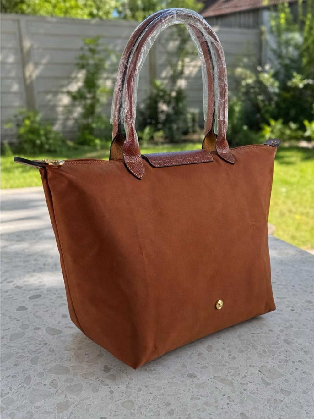 Longchamp Brown Nylon Tote with Leather Trim - Picture 4 of 6